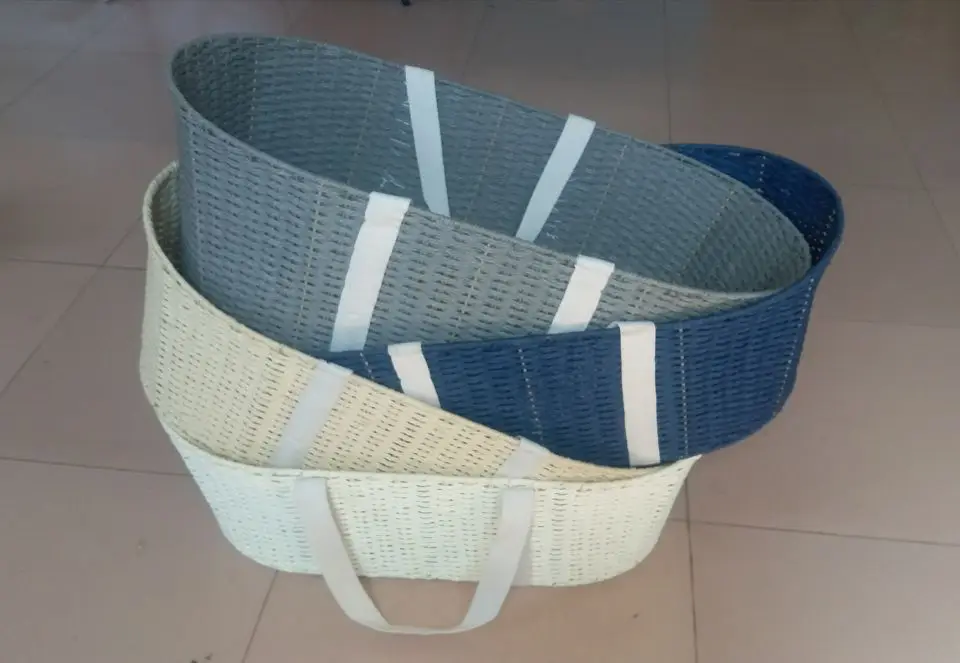 Handmade  paper rope moses basket baby carrying  basket bed