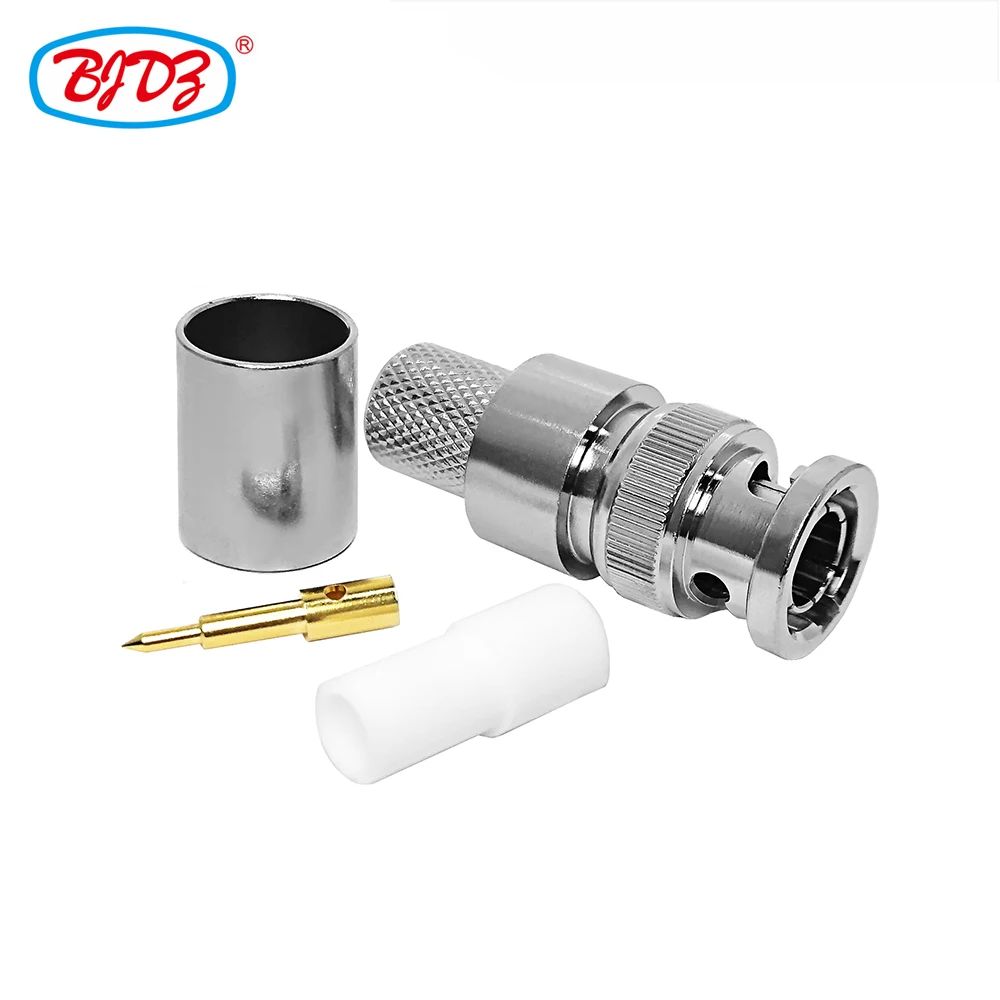 Factory supply BNC type connector rf coaxial bnc male plug crimp for  rg214 cable BNC crimpable coax connector in stock ROHS