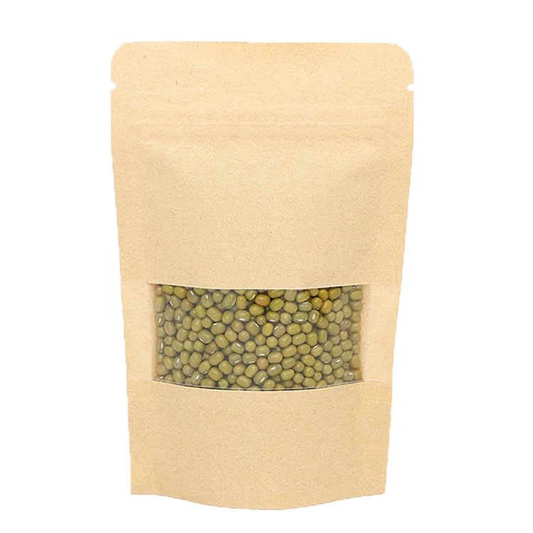 Hot Sell Customized Kraft Paper Self-sealing Bag Nubuck Open Window Food Packaging Bag for Dried Fruit Tea
