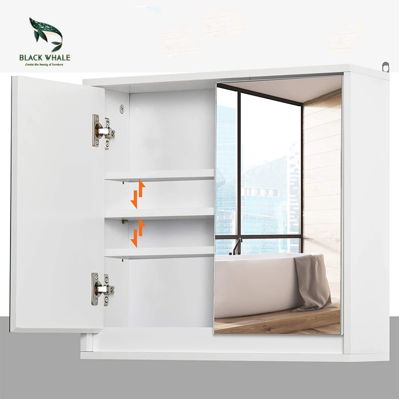 Manufacturer Supplier Hotel Organizer Modern Storage Designs Wall Mounted Bathroom Furniture Sets Cabinet Mirror