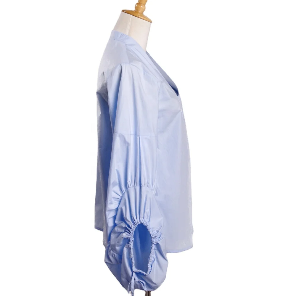 Newest Design 100% Cotton Women Long Sleeve Blouses 122nd Canton Fair Beautiful Blouse Top