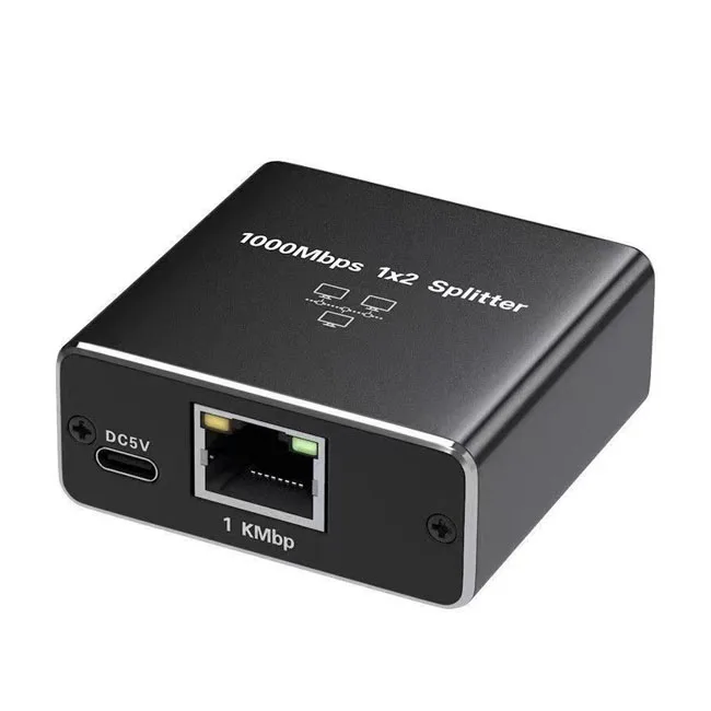 1Gbps/1000Mbps Network Splitter 2 Devices Network Simultaneously LAN Splitter with USB C Cable