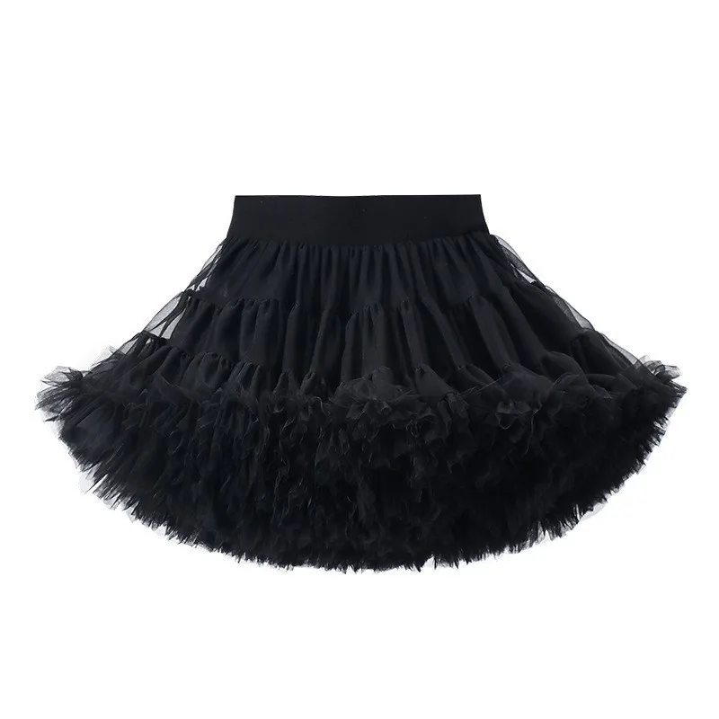 Women girl tutu half skirt summer party holiday fluffy puffy tulle pettiskirt birthday everyday black casual  elegant ball skirt