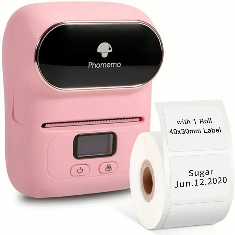 Phomemo M110 Label Maker Address Barcode PhotoLogo Business Home Label Printer Blue-tooth Phone USB PC with 1 Roll Label