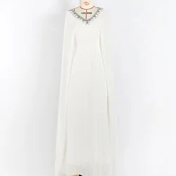 Dubai Muslim V-neck hand-stitched drill cloak elegant dress daffah abaya thobe ramadan luxury travel robe women Islamic clothing