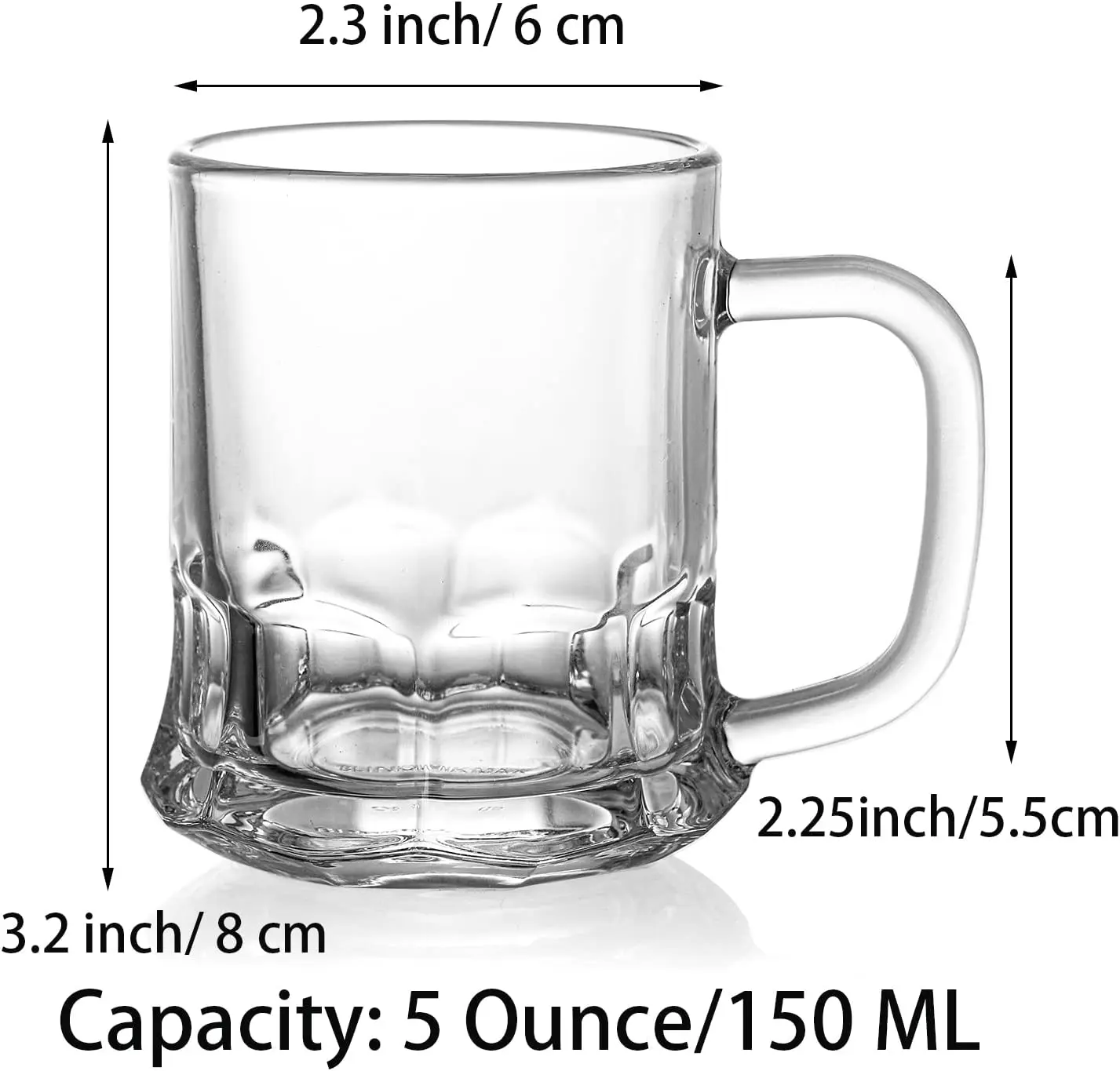 Mini 5 oz Beer Mug Glass Tasting  Beer Glasses for Freezer, Heavy Base Beer Sampler Glass Shots Glasses with Handle