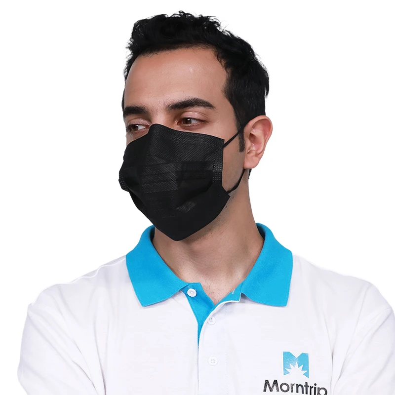 most popular black 4 layer mouth face mask custom logo disposable 100pcs or 50 pcs black face mask