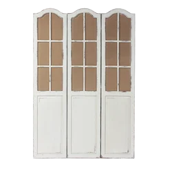 Antique Wooden Decorative Screen Room Divider Movable Partition Wall System Vintage Folding Space Max Quantity For Home Decor