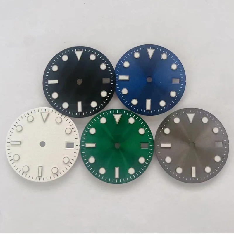 customized blue gloss 28.5mm 4R36 watch luminous dials luminous Hand Winding Watch Movement Timepiece Part watch sterile dial