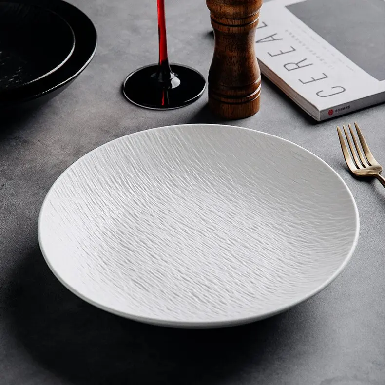 Wholesale nordic elegant kitchen black salad serving plates sets dinnerware ceramic dinner deep dishes & plates