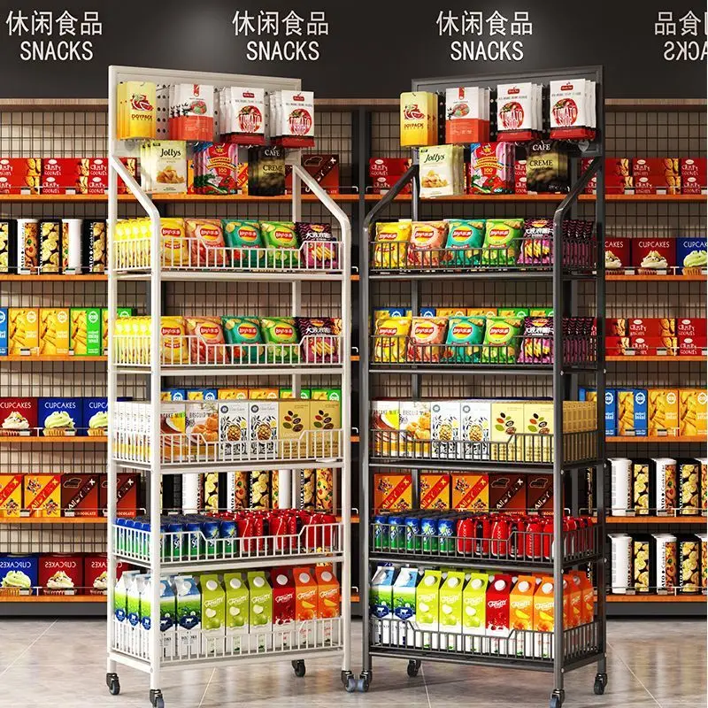 Supermarket Snack Shelves Metal Display Storage Shelf Rack