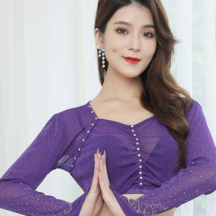 2022 Belly Dance Top Sexy Female Perspective Practice Suit Oriental