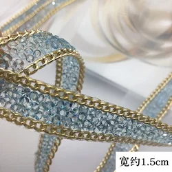 1.5cm width Hot Fix Glass Rhinestone Banding Trim Crystal Hotfix Strass Banding Sticker Appliques