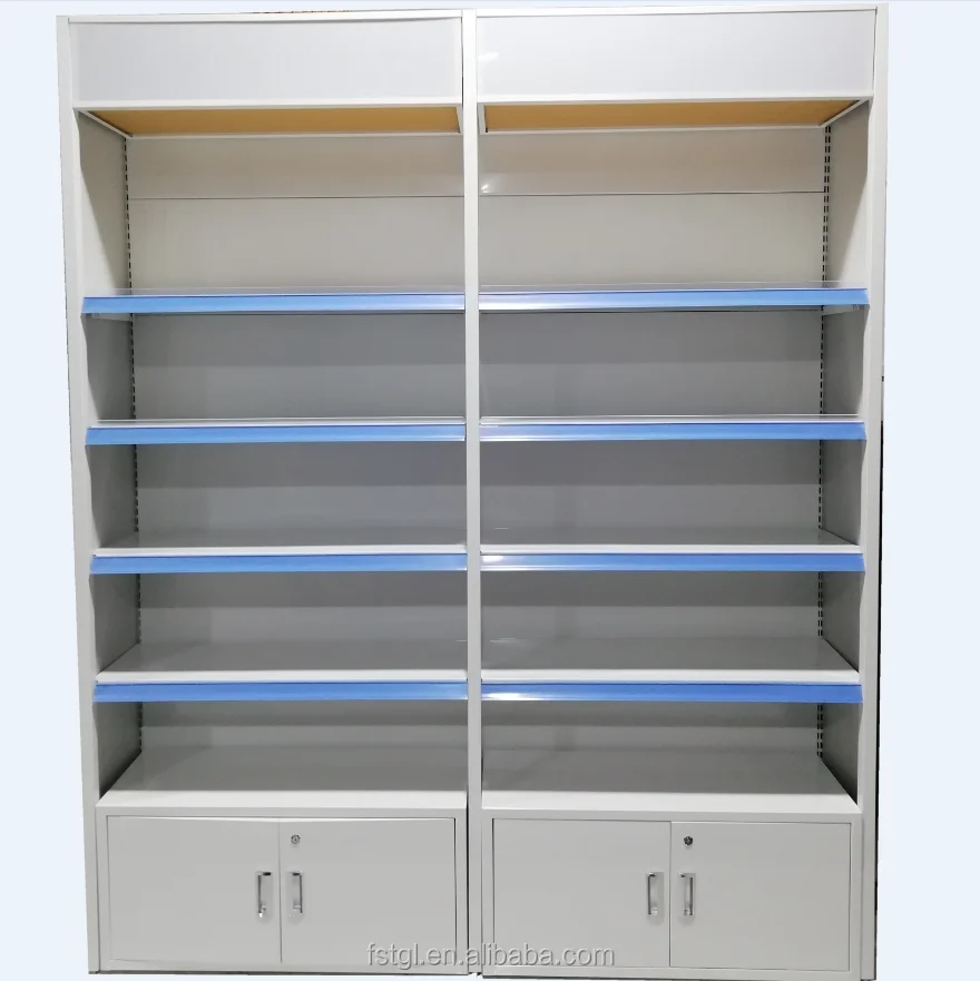 Modern Steel Medicine Rack Pharmacy Shelves for Pharmacy Shop Interior Design