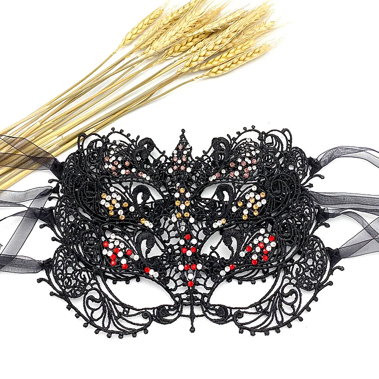 New Halloween Props Half Face Mask Prom Female Sexy Black Diamond Lace Sexy Eye Mask