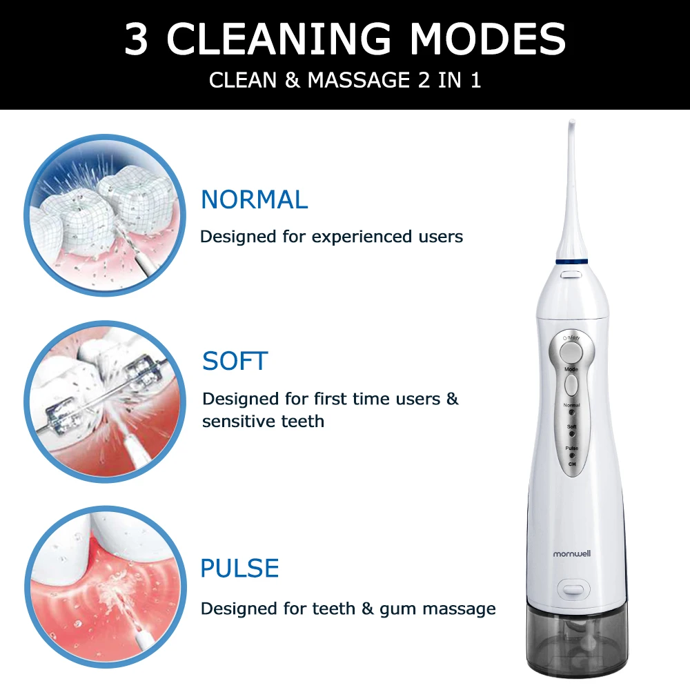 Mornwell Top Selling Rechargeable Cordless For Oral Cleaning And Teeth Whitening Oral Care D52 Portable Water Flosser