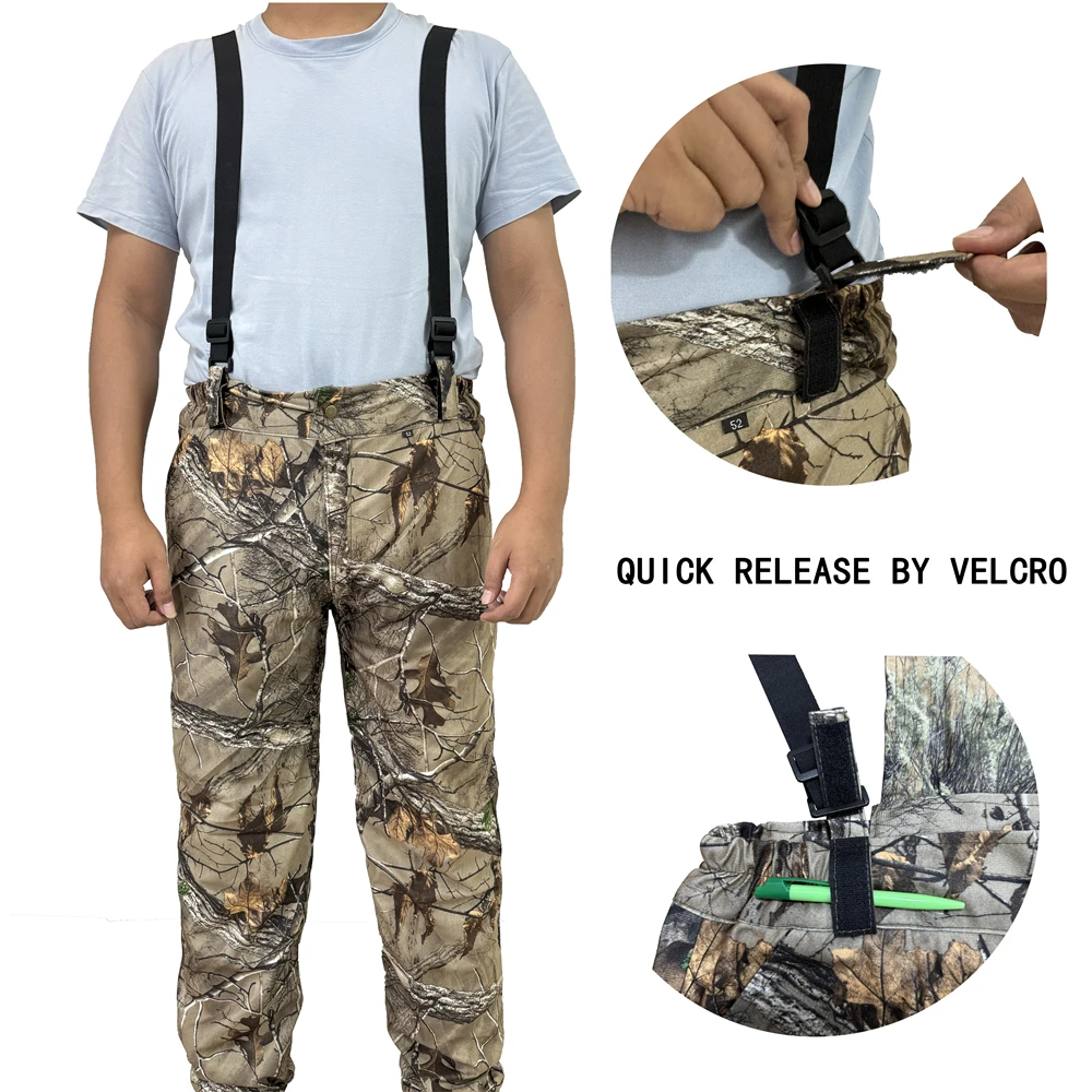 Outdoor Hunting Clothes Jacket and Pants Suit Tree Camouflage Hunting Jackets Men Waterproof Fleece Fishing Hunting Hoodie