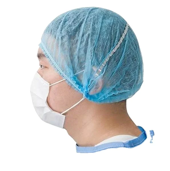 Non-woven disposable round clip cap bouffant surgical nurse cap