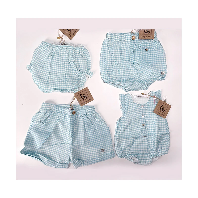 Infant Clothes Baby Unisex Designer Custom Jumpsuit Newborn Romper Wholesale 2024 Hot Sale Summer Cute Plaid Woven AD Sleeveless