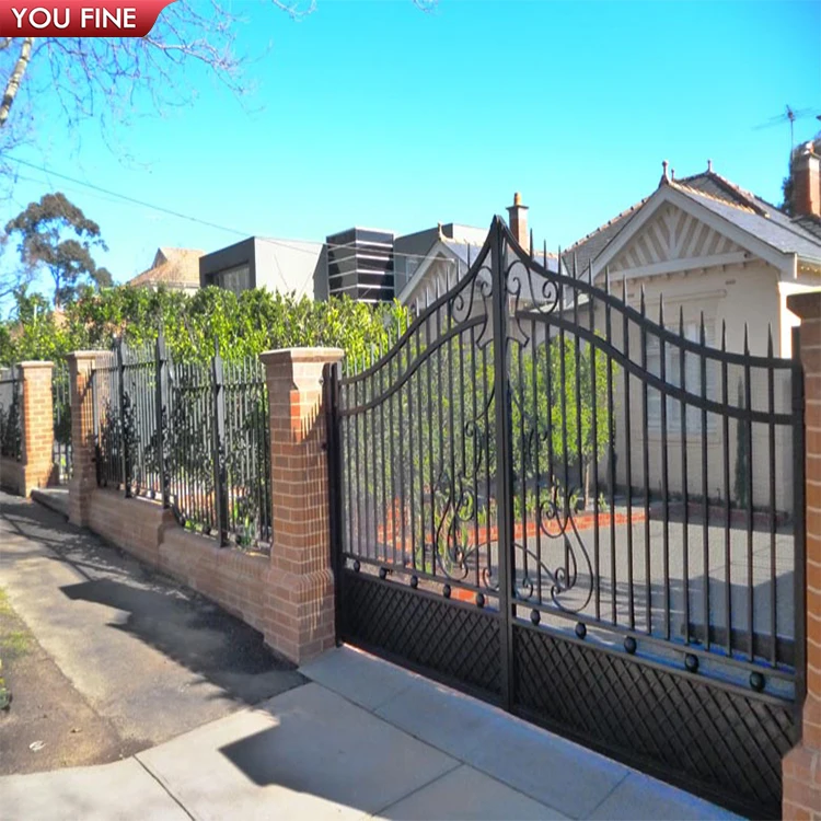 Modern High Quality Main  Grill  Open Double Door Design Wrought Iron Gate From China