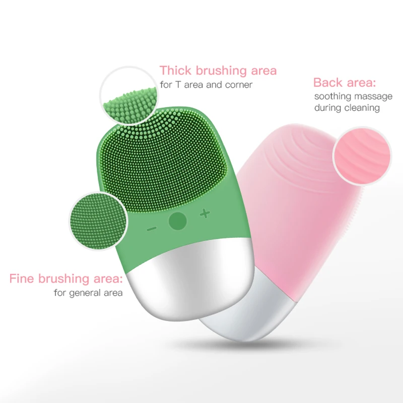 Wholesale Mini 3D Double Side Skin Care Tool Facial Cleanser Brush Face Cleaning Sonic Silicone Facial Massager Cleansing Brush