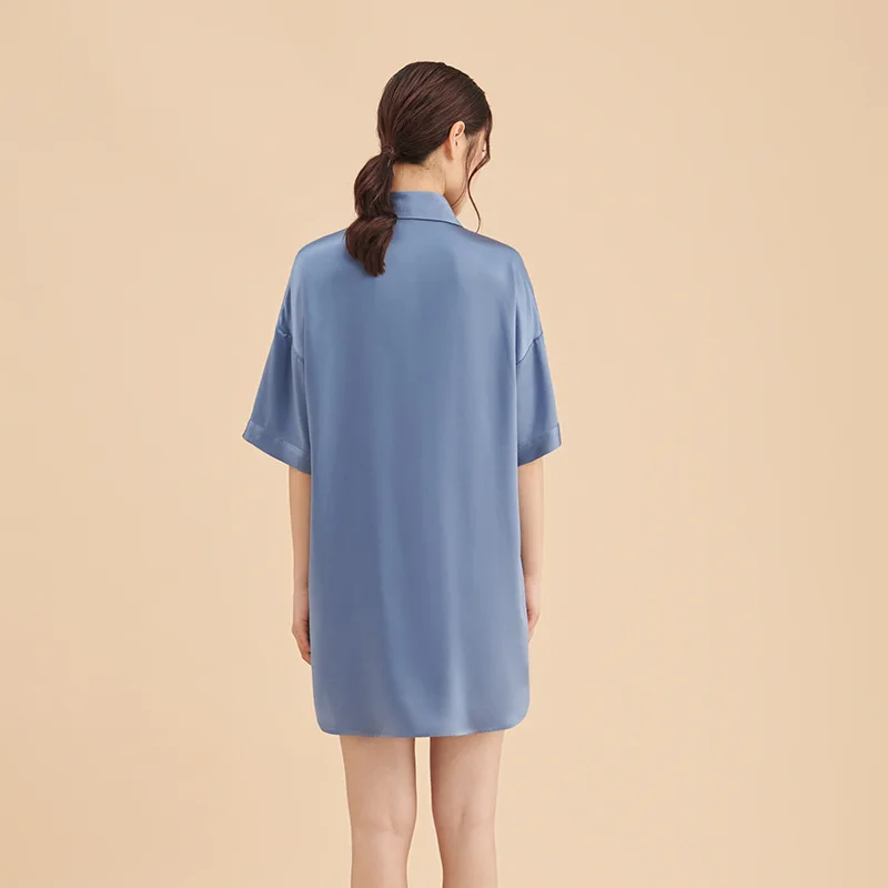 Premium sense shirt pajamas ladies summer new sexy comfortable nightgown short-sleeved home wear womens silk pajamas