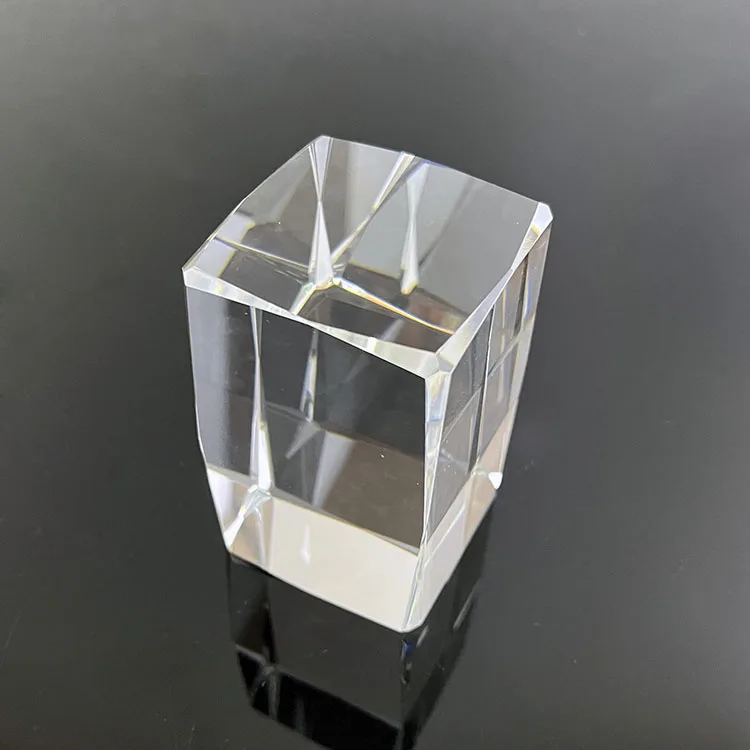 Blank cutting edged glass 3d laser crystal cube block paperweight MH-F0030