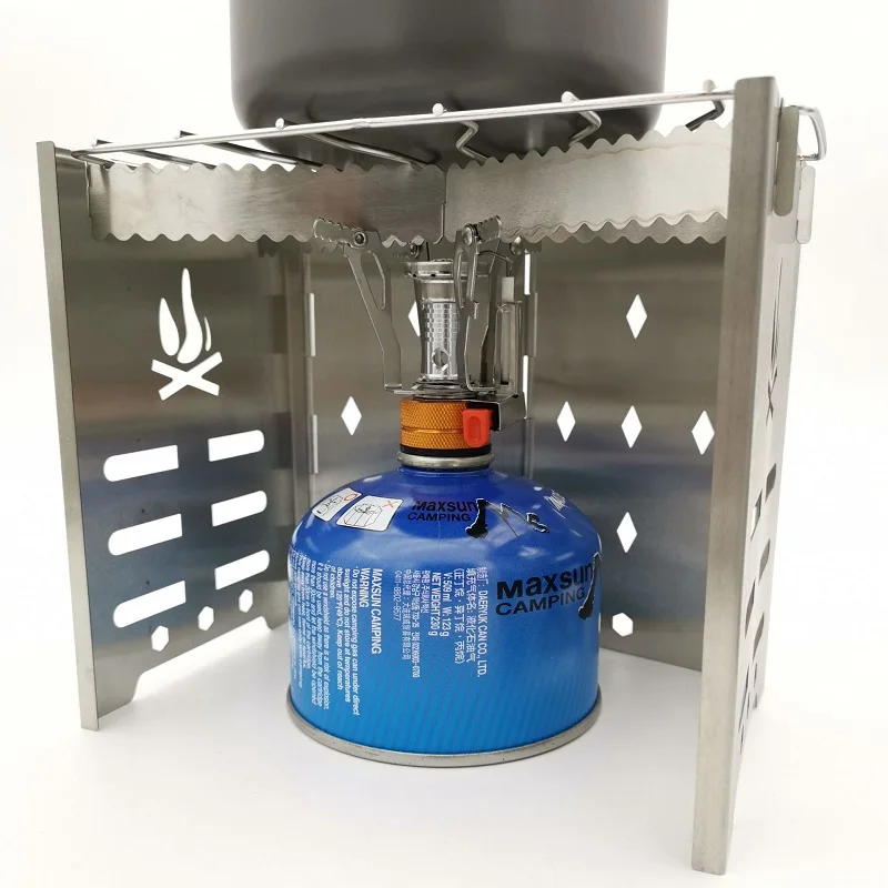 Stainless Steel Wood Camping Burning Stove Backpacking Stove with Mini BBQ Grill