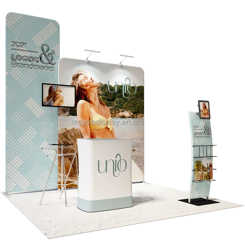 Modular Trade Show Fair Exhibition Booth Stall Fabrication Design backlit exhibition stand lighting 3X3 Standard Exhibition Stal