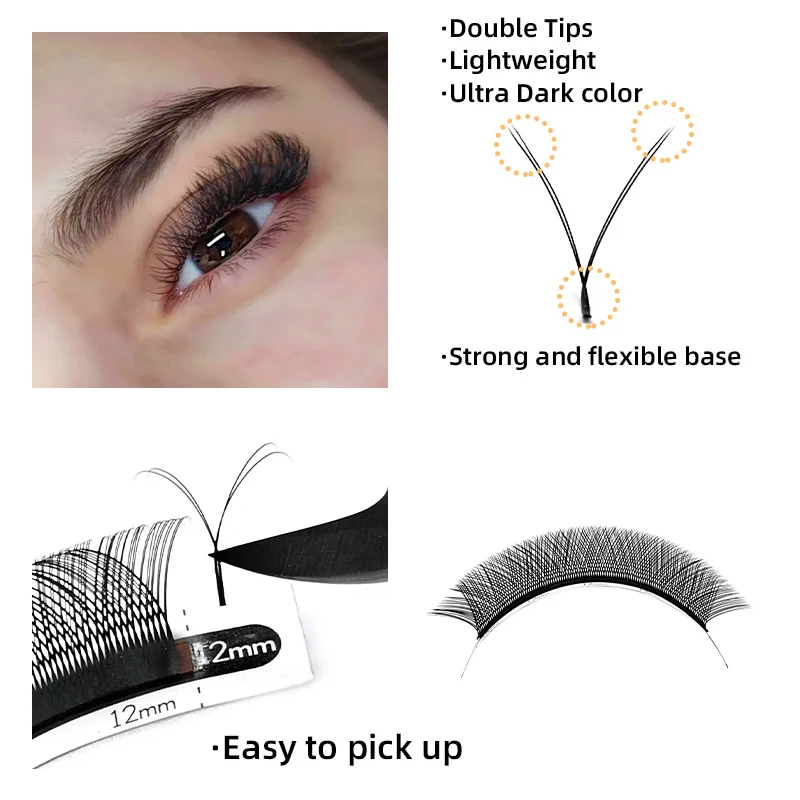 Wholesale Soft Private Label W Lashes Lash Extensions 0.07mm  YY 3D W Lash Extensions Trays