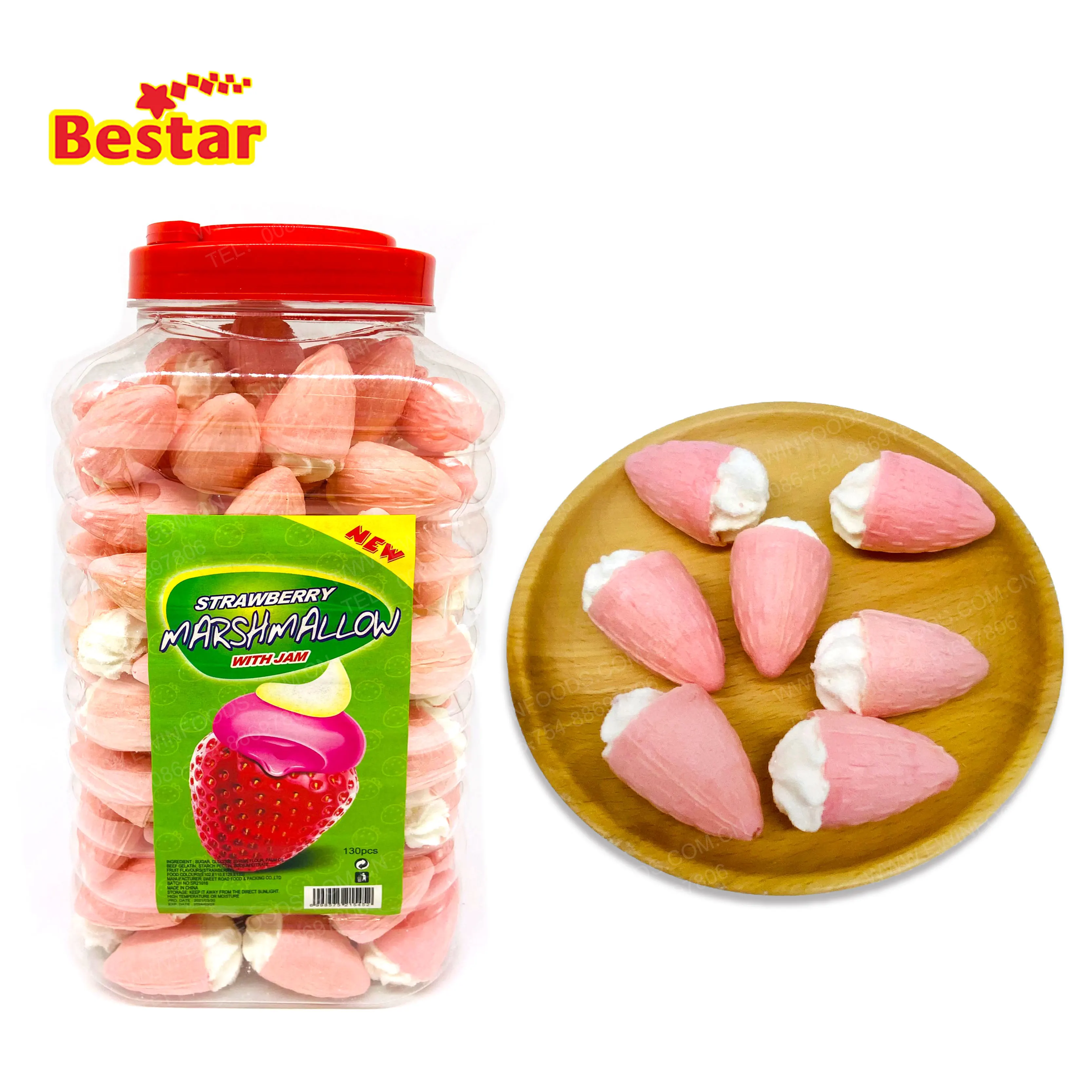 Halal Jar packaged strawberry flavor marshmallow filling sauce ice cream marshmallow candy