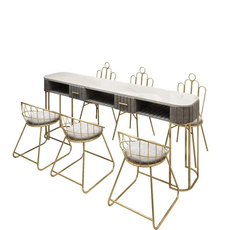 cheap Manicure table and chair  luxury modern marble manicure chair beauty salon nail table