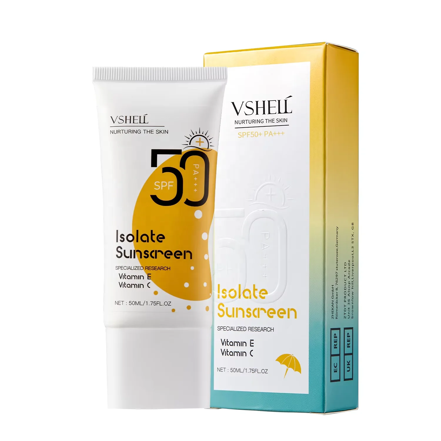 Fashion Luxury Skin Care Plastic Tube Moisturizing Spf 50 Uv Natural Plant Whitening Isolation Sunscreen Cream