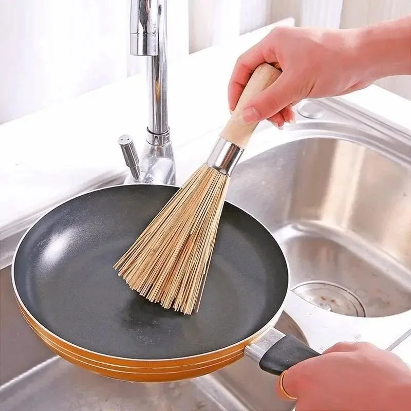 Factory Bamboo Wooden Pot Brush Dish Wash Cleaning Eco-Friendly Natural Kitchen Tool Broom With Long Wood Handle For Dishwashing