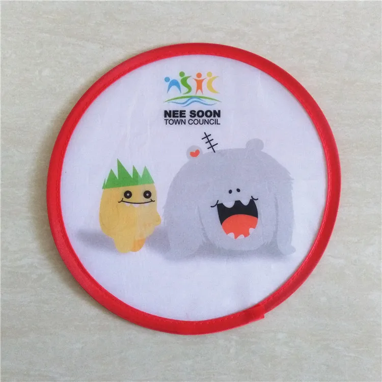 
Customized foldable Polyester fabric frisby fans. Thermal sublimation printing folding hand fans for Promotion gift 