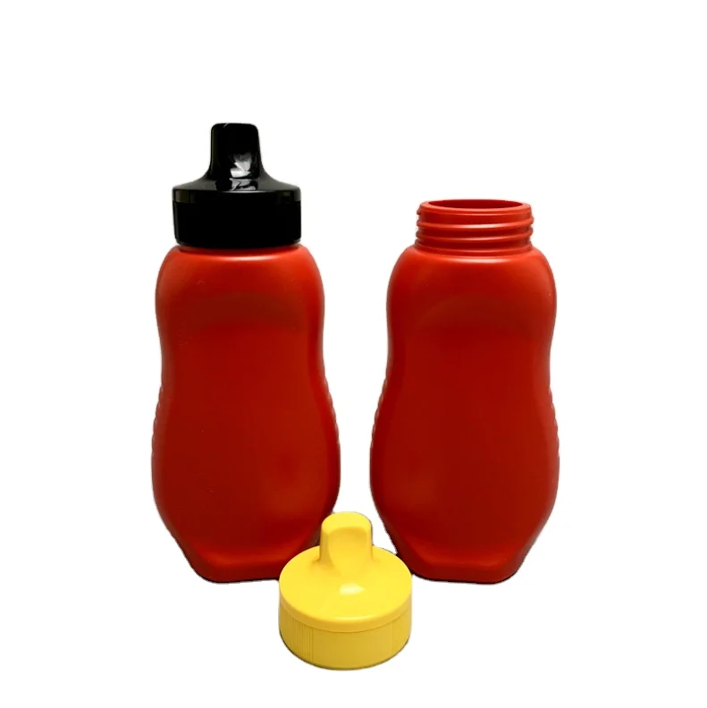 380ml Hot Filled Sauce Bottle 13OZ Honey Salad Squeeze Bottle Ketchup chocolate Jam Plastic bottles with flip Cap
