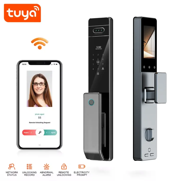 LEZN U7 Tuya application intelligent lock real-time video call function security camera digital lock 3D face recognition