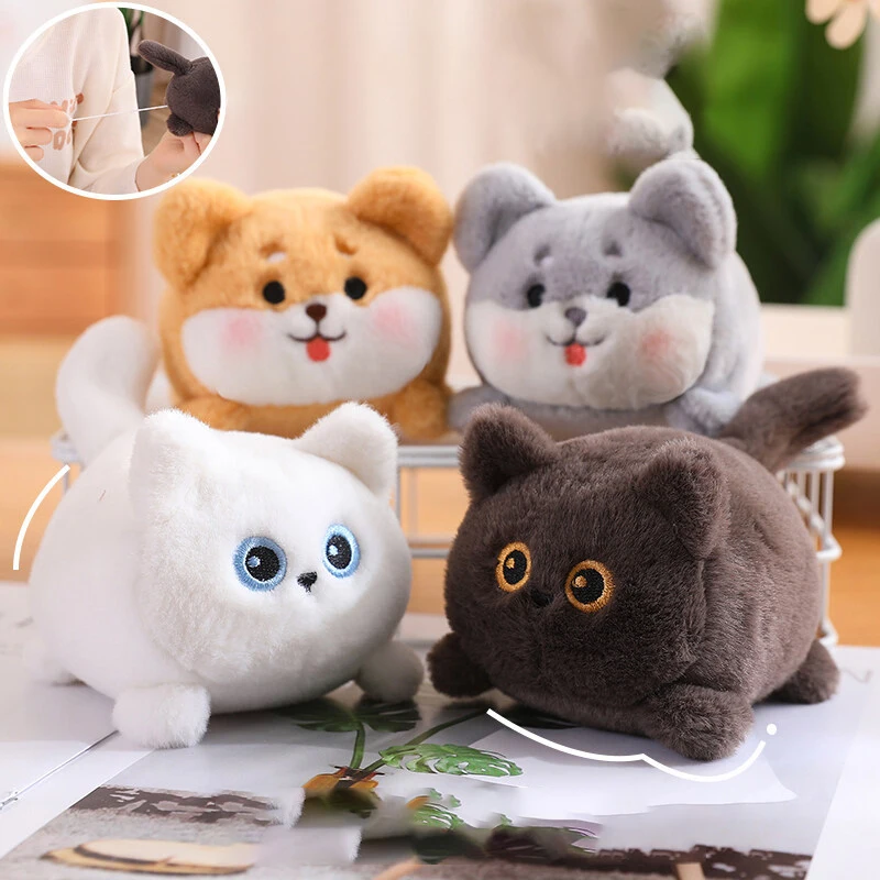 Wholesale Custom Cute Stuffed Animal Plush Toy Soft Tail Wagging Husky Dog Shiba Inu Cat Unisex PP Cotton Filling Small Gift