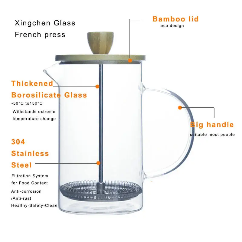 SIYUE Household Tea Machine High borosilicate glass Manual Heat-resistant coffee french press Coffee plastic Maker 9617