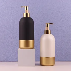 Luxury Gold Body Wash Packaging Shower Gel Bottle Round Shape Container 300ml 800ml Plastic Pet Shampoo Bottle Private Label