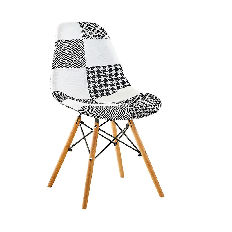 2023 new modern restaurant cloth Fabric Dinning Chairs art pink dining chair metal leg