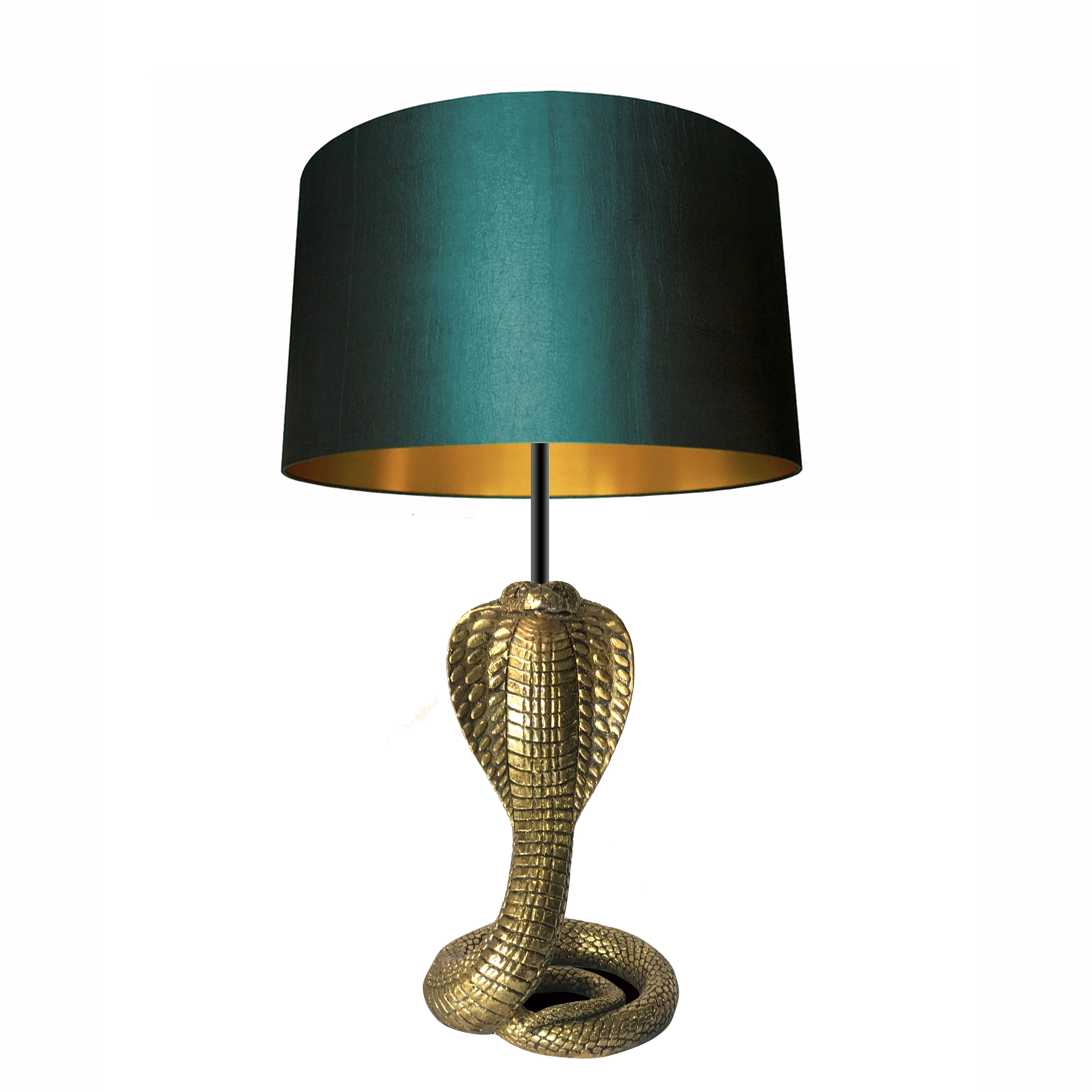 Unique And Stunning Gold Animal Resin Snake Table Lamp  Black Shade Vintage Hot Sale Home Decor Desk Lamp Creative