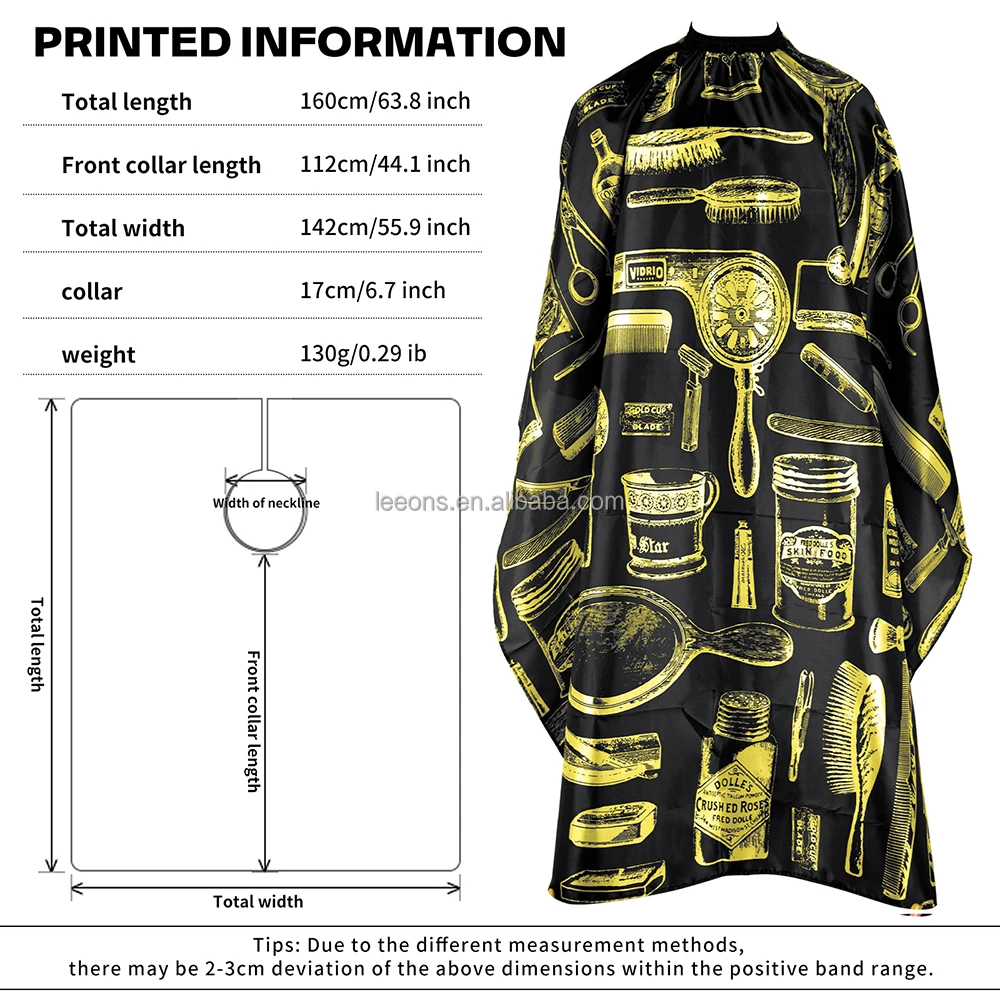 Custom Professional Barber Cape with Adjustable Metal Clip Hair Cutting Cape Salon Hairdressing Cape with Logo