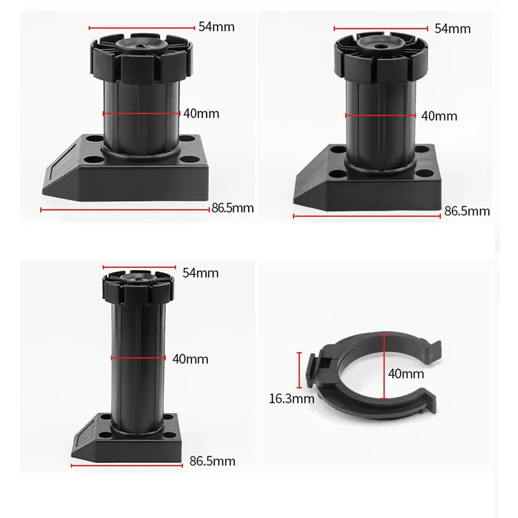adjustable black plastic kitchen cabinet legs PP plinth clip feet for kitchen toe kick
