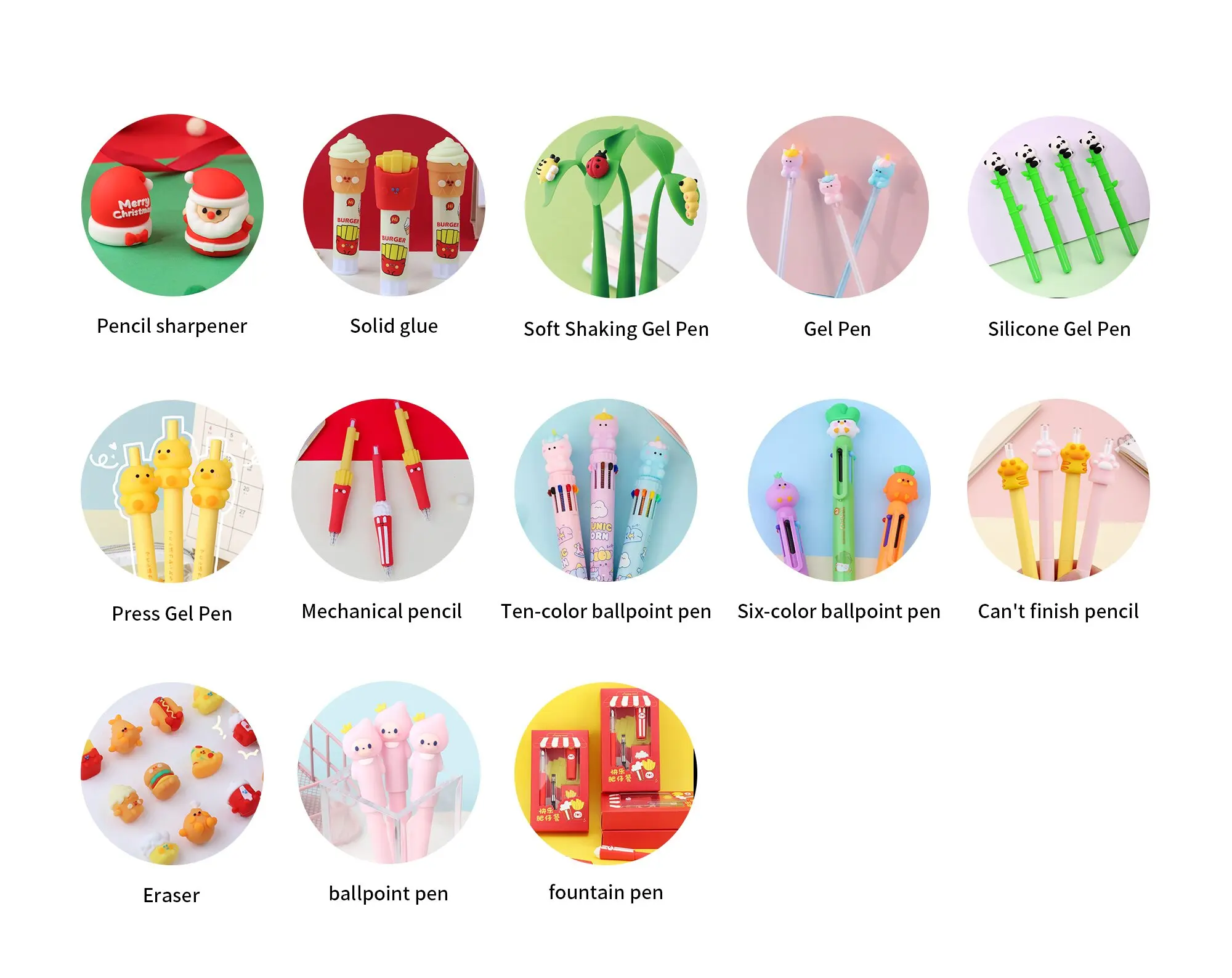 Hot Selling Customized Cartoon Kawaii Stationery Black Colors Cute Gel Ink Pen 0.5mm School Supplies Stationery