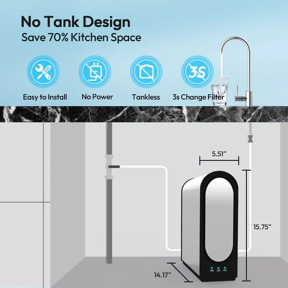 household under sink stainless steel water filter system water purifier reverse osmosis system water filters for home drinking