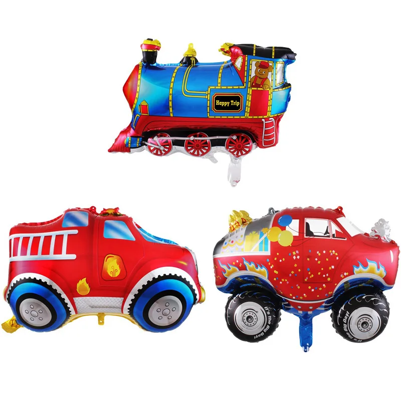 Cheap Holiday Party Activities Decorative Balloon Car Series Train Fire Engine Big Wheel Car Foil Balloons