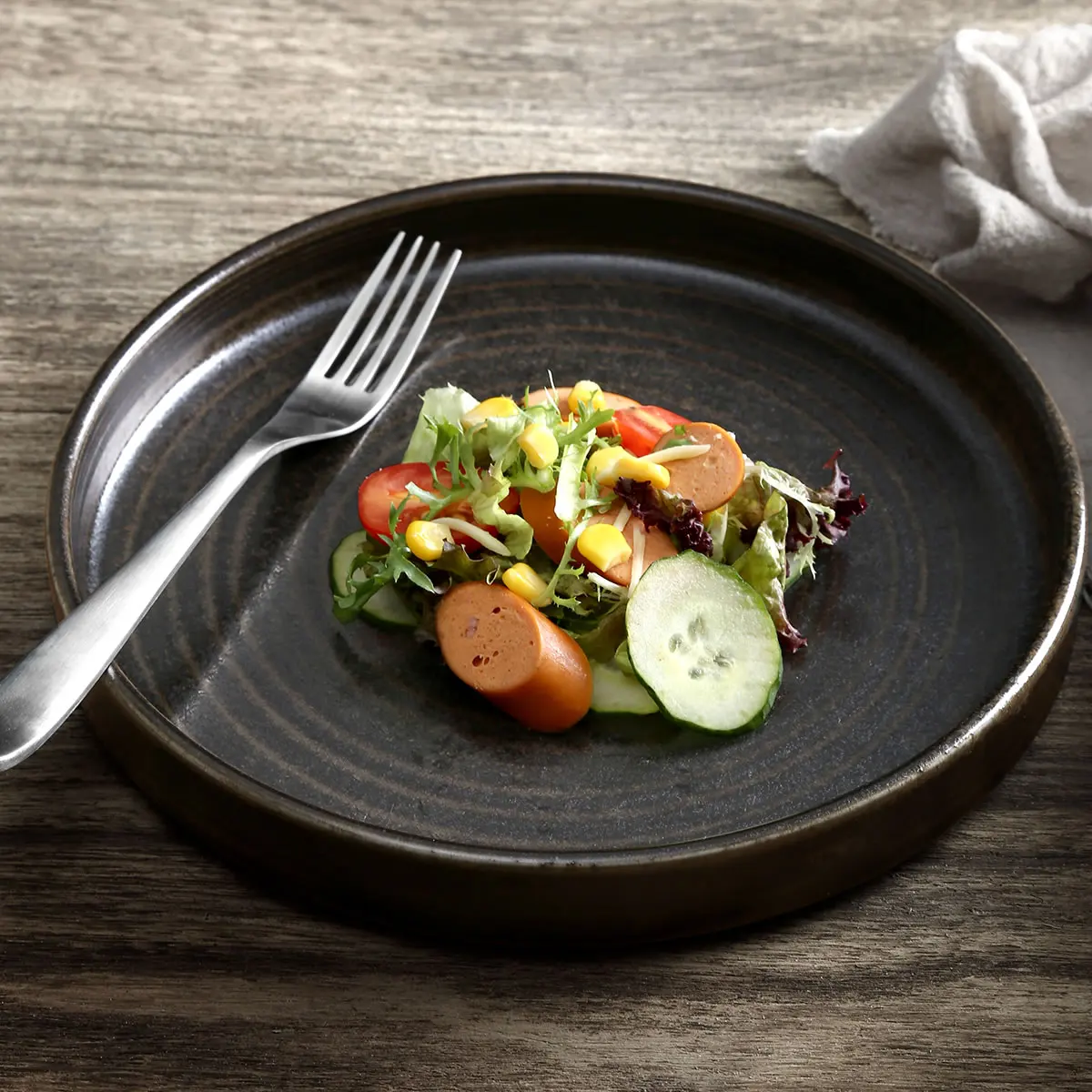 Factory direct wholesale hotel matte black nordic porcelain dinner plate,ceramic dinnerware restaurant plates