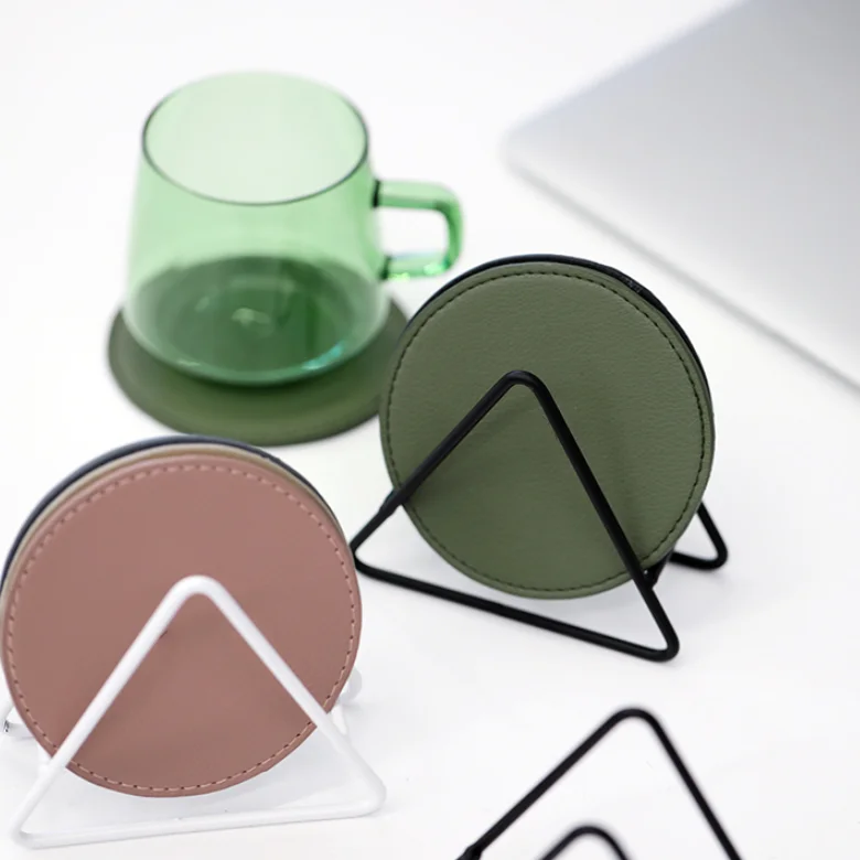 Waterproof Round Faux Leather Cup Mats Leather Coffee Cup Placemat leather Coasters for drinks