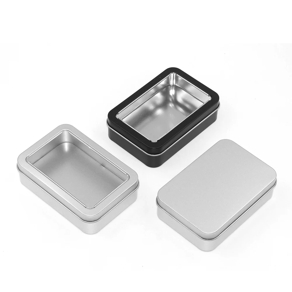 Custom Order Logo Print Rectangle Dice Gift Packaging Black Matte Metal Tin Box